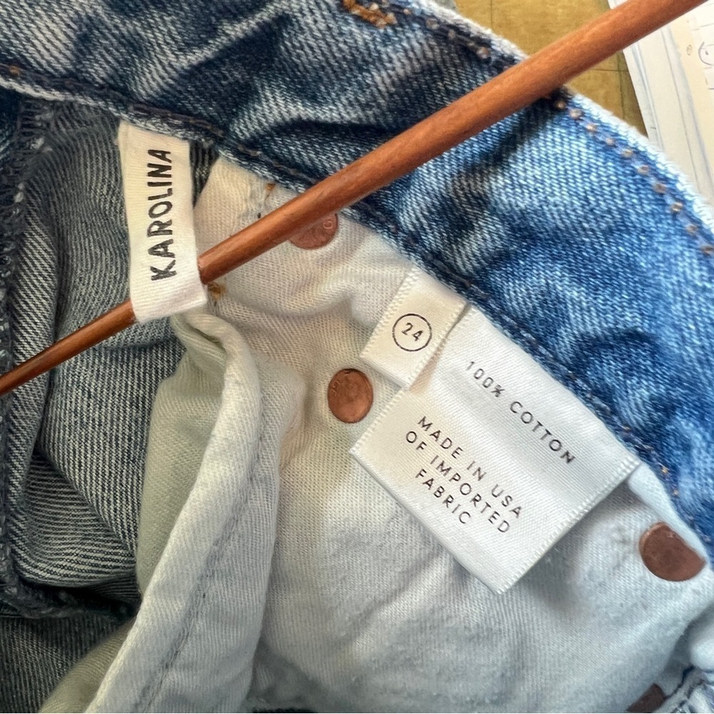 GRLFRND Karolina Denim Buttonfly Blue Jeans Distressed Destroyed Size 24 - Picture 10 of 11